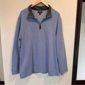 Tasso Elba Men’s Quarter Zip Blue Pullover Sweater Collared Long Sleeve Office